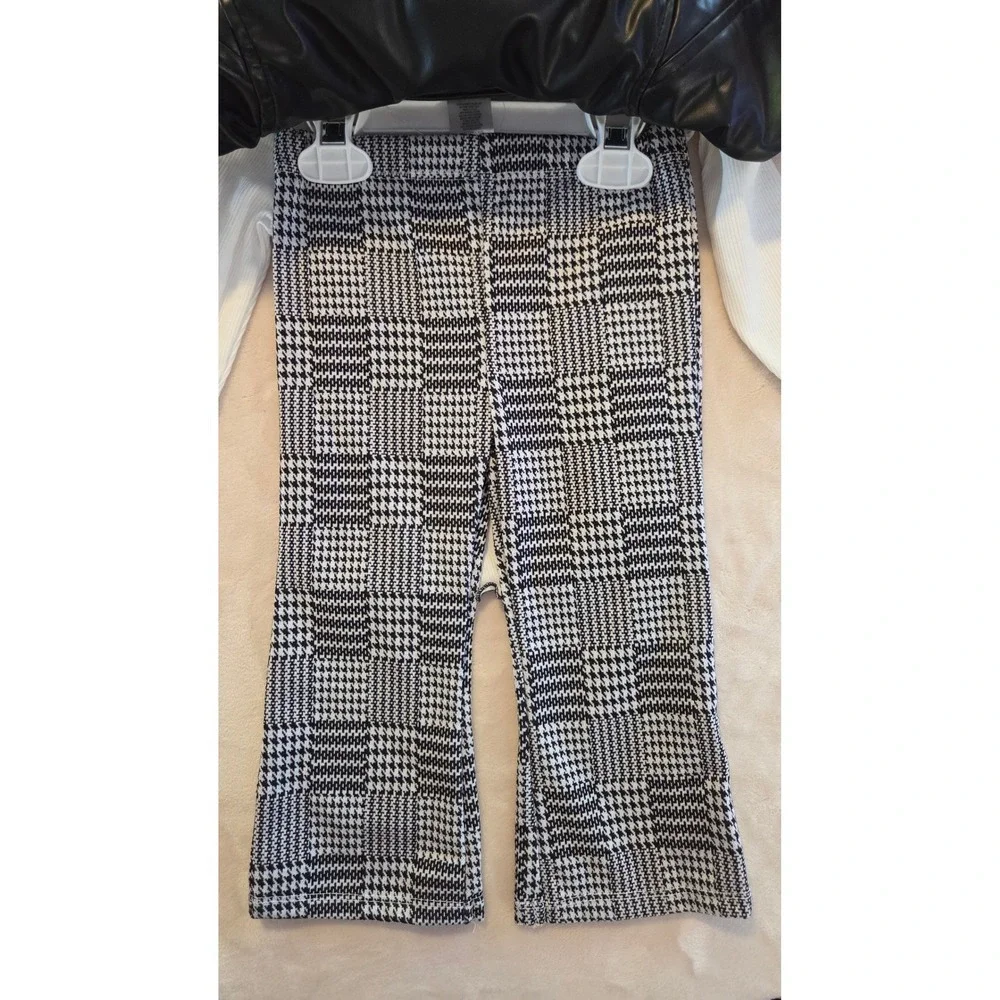NWT Little Lass 18M 3pc Faux Leather‎ Jacket Set Plaid Pants - Picture 5 of 7